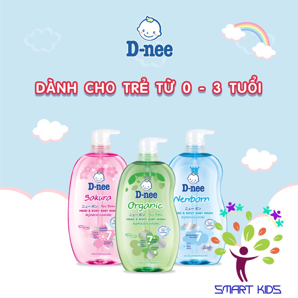 Sữa tắm gội toàn thân Dnee thơm mát cho bé chai 200 380 800ml hàng chính