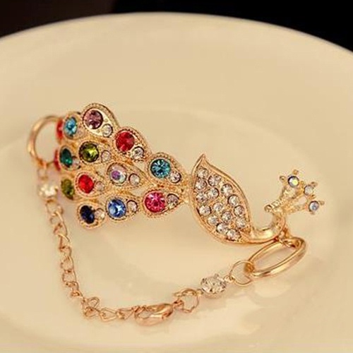 Vòng tay hợp kim đính đá đá màu kiểu dáng sang trọng cho nữ