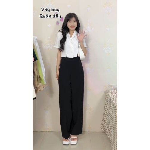 LOVI SHOP-Áo sơ mi nữ croptop cổ vest 3 khuy to phong cách trẻ trung năng động