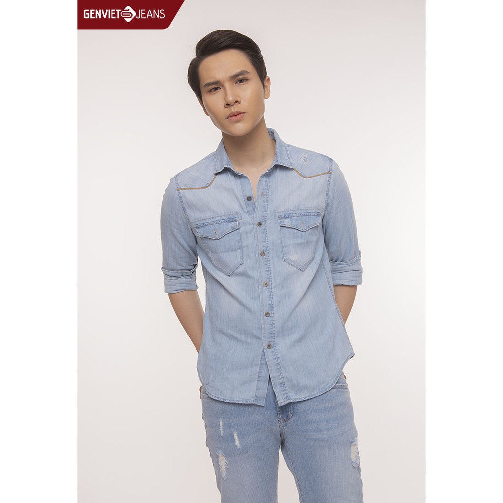  Áo Sơmi Jeans Dài Tay Nam T3121J806 GENVIET | BigBuy360 - bigbuy360.vn