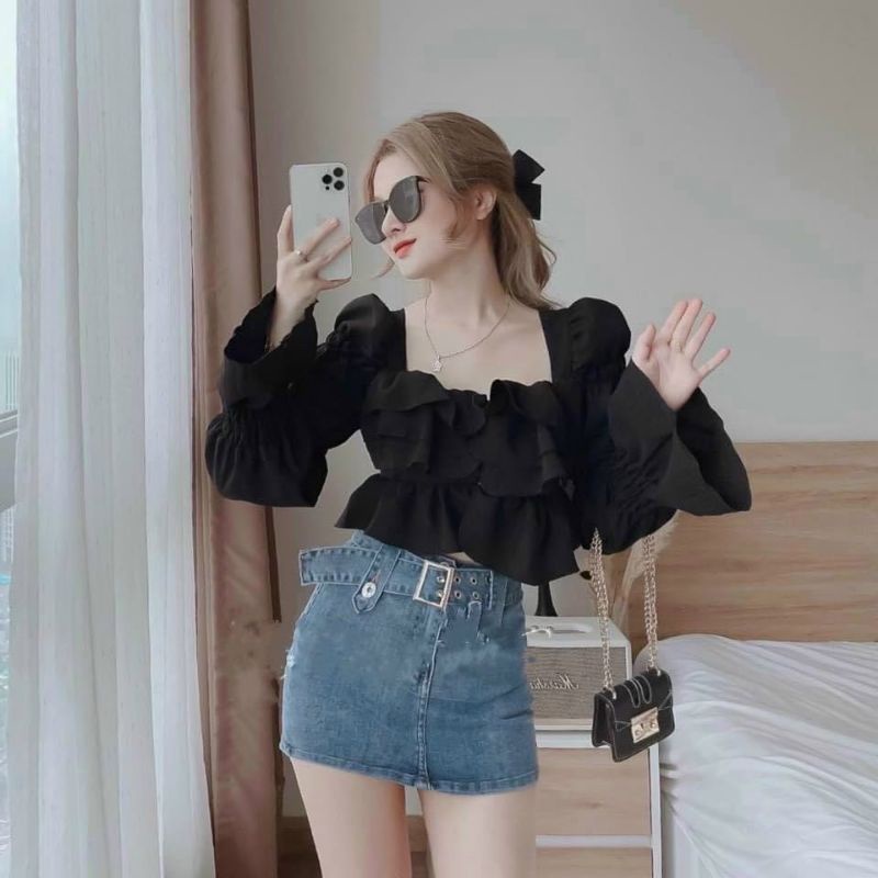 Áo rút ngực tay dài có may nhún sau lưng U10110