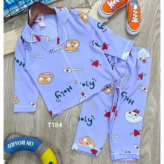 [11-22kg] Bộ đồ dài tay pijama kate lụa cho bé gái 061