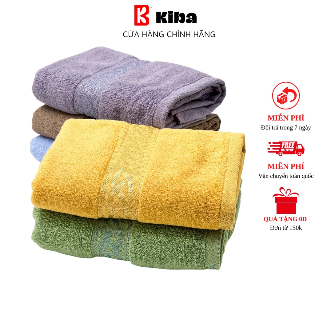 Khăn Gội Đầu, Quấn Tóc, Tập Gym KIBA Cỡ 34x75cm Màu Trơn, Chất 100% Cotton Dày Dặn, Êm Mềm, Thấm Hút Tốt