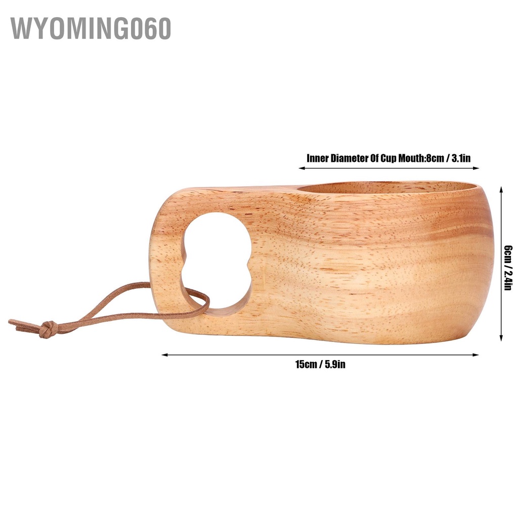 Wyoming060 200ml Single Hole Wooden Cup with Hanging Buckle Milk Coffee Portable Drinking for Home Office