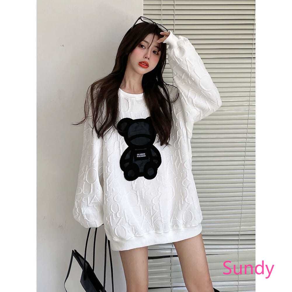 Áo sweater tay dài dáng rộng size lớn thời trang mùa đông cho nữ