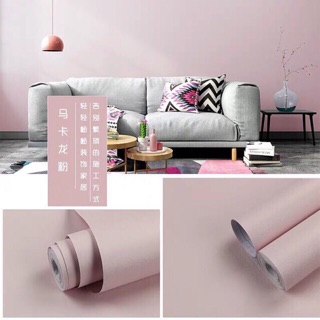 Giấy dán tường sẵn keo mẫu trơn Hồng phấn