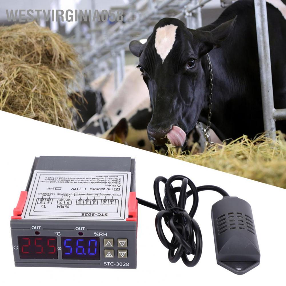 Westvirginia058 Đồng hồ đo bộ điều khiển độ ẩm và nhiệt hiển thị kỹ thuật số STC-3028 với cảm biến tích hợp