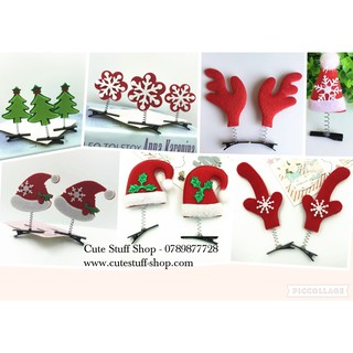 2 Kẹp tóc giáng sinh sừng tuần lộc hoa tuyết cây thông ông già noel người tuyết
