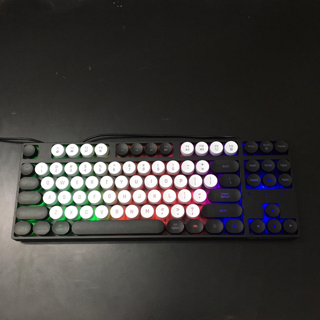 Bàn phím máy tính kb100 co led phím tròn cute