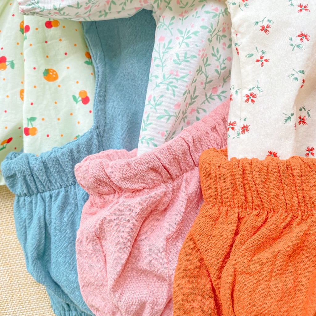 Set áo sơ mi thô kèm body yếm túi cho bé gái MINTSCLOSET sơ sinh 1 2 tuổi - BS6028