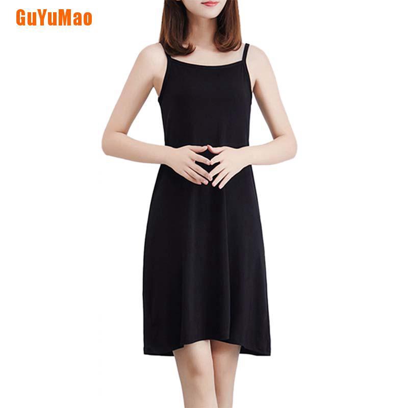 [GUYU] Đầm nữ màu trơn Dây đeo Spaghetti dài Tank Top Slip Mini Dress HOO