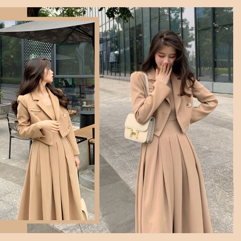sét vest nữ phong cách Hàn Quốc Áo blazer  váy cúp ngực | BigBuy360 - bigbuy360.vn