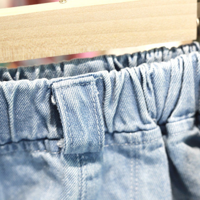 Quần short bé gái vải denim mỏng thời trang mùa hè phong cách Hàn Quốc