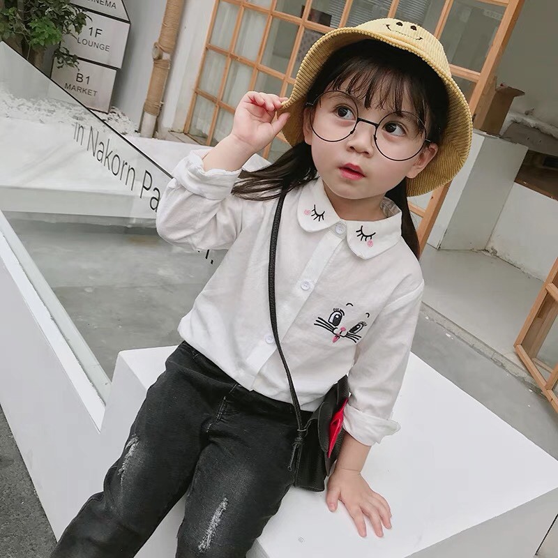 Áo sơ mi mắt cho bé gái