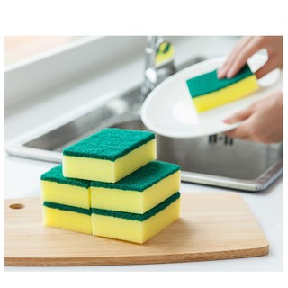 Miếng mút rửa chén 2 mặt xanh vàng