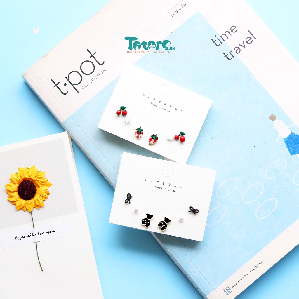 Set 6 chiếc bông tai Họa tiết nhí dễ thương và thời trang