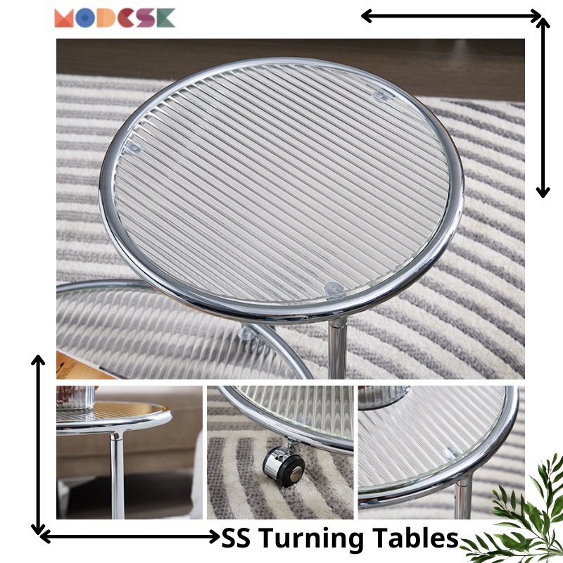 Bàn sofa - trà MODESK SS Turning Tables Khung inox 304 - Kính cường lực [phòng khách - quán cafe]