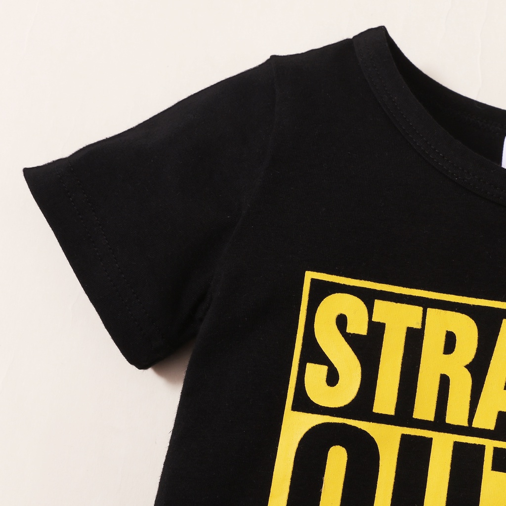 Set áo tay ngắn và quần ngắn MIKRDOO in chữ thời trang mùa hè cho bé nam