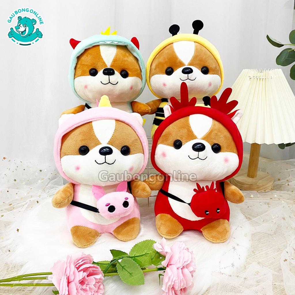 Gấu Bông Chó Shiba Cosplay mềm mịn size nhỏ 25 cm. Hàng cao cấp cho trẻ nhỏ.