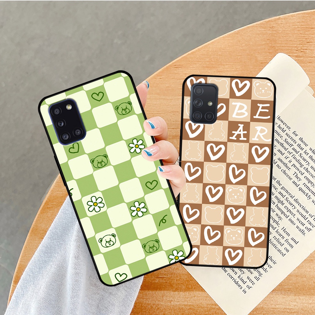 Ốp lưng Samsung A31 - A51 - A71 - M51 in họa tiết caro trái tim, gấu bear dễ thương