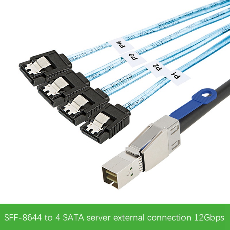 Cáp Chuyển Đổi Đĩa Cứng Mini Sas Hd Sff-8644 Sang 4 X Sata 7pin 12gbps