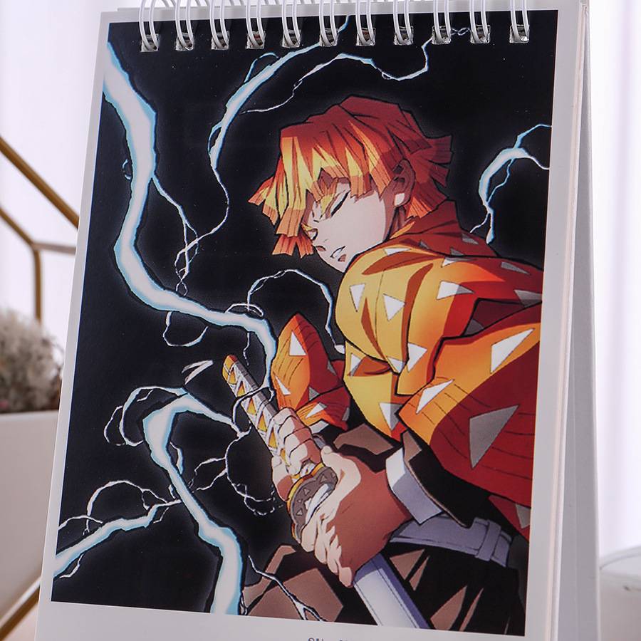 Lịch để bàn 2021 hình hoạt hình sáng tạo Desktop Calendar Demon Slayer Kimetsu no Yaiba Kamado Tanjirou Nezuko dual Daily Scheduler Table Planner Yearly Agenda Organizer School office supplies Kids stationery gifts