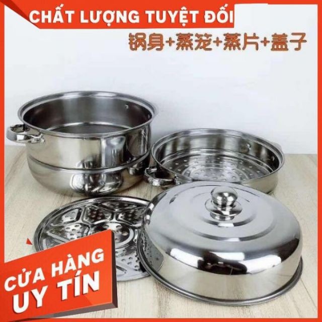 [Xả kho + free ship] Nồi Hấp 3 Tầng Inox hàng đẹp