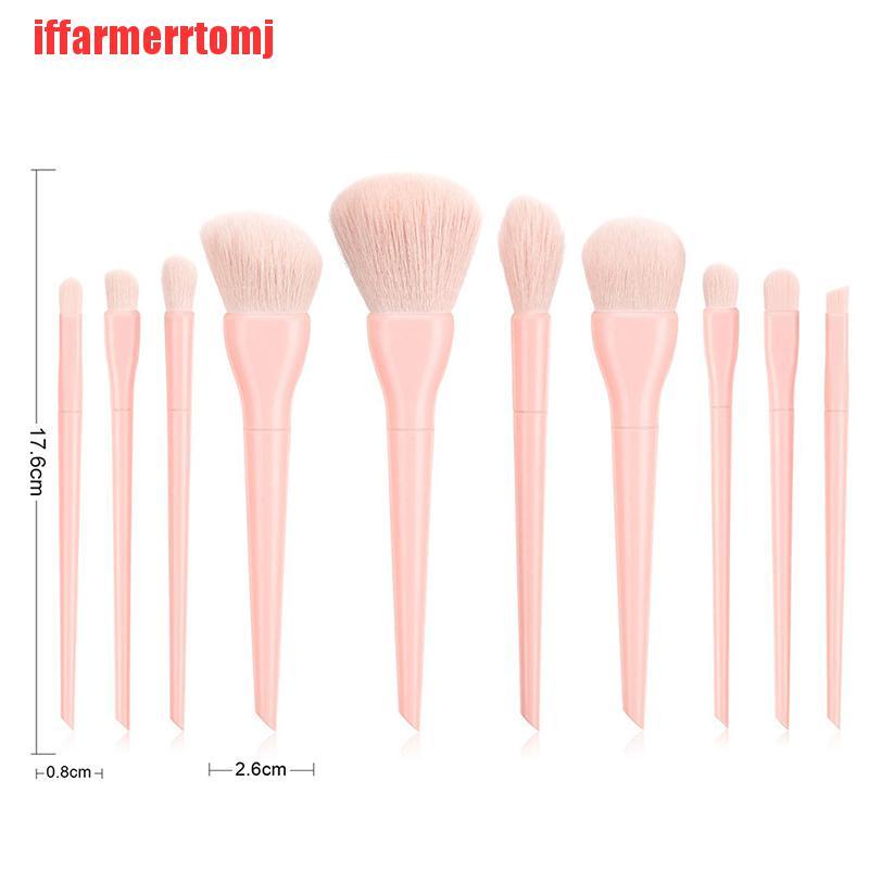 {iffarmerrtomj}10PCS Makeup Brushes Sets Foundation Blusher Brush Candy Cosmetic Make Up Tool LAD