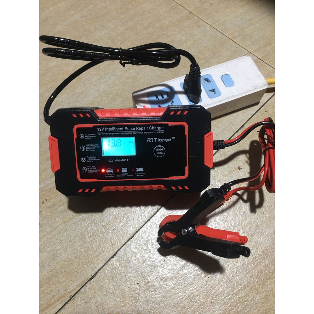 Sạc bình acquy 12V 6A 4Ah-100Ah TIANYE tự ngắt khi đầy chức năng bảo dưỡng phục hồi ắc quy bằng khử sunfat