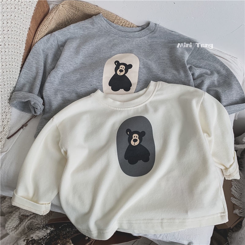 Áo Thun Cotton Trơn Tay Dài Phong Cách Nhật Bản Thời Trang Xuân Thu Cho Bé Trai Và Gái