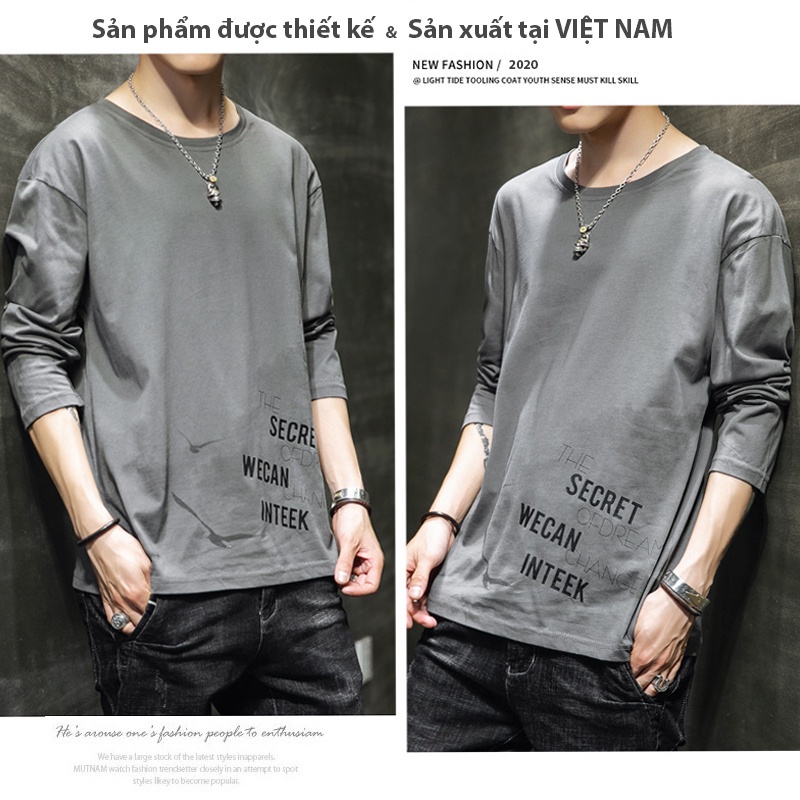 Áo thun nam thể thao đẹp mã MK F tròn đẹp tay dài phong cách Hàn Quốc form rộng cho mùa thu đông