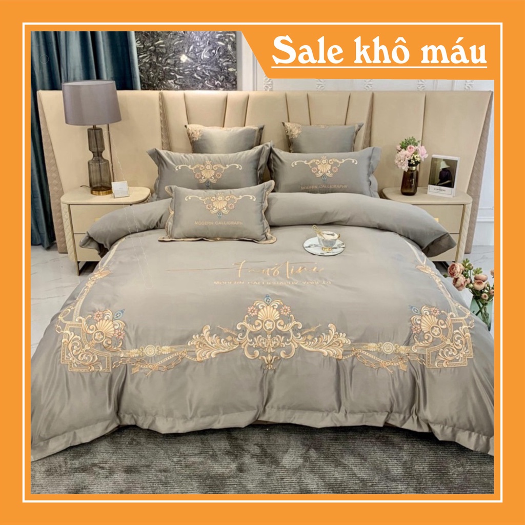 Bộ chăn ga giường tencel hoa lụa cao cấp 4 món miễn phí bo chun mọi kích thước | BigBuy360 - bigbuy360.vn