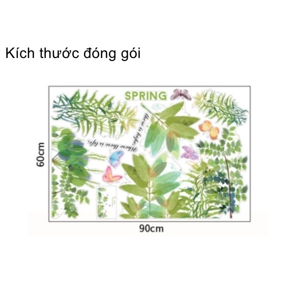 Decal dán tường trang trí - CHỮ TIẾNG ANH CÂY VÀ trang trí - CHỮ TIẾNG ANH CÂY VÀ BƯỚM MÙA XUÂN