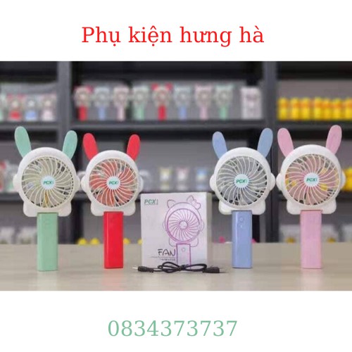 Quạt tích điện mini cầm tay hoạt hình gập lại để bàn được không có đèn  được kích thước quạt cao 18cm rộng 9.5cm