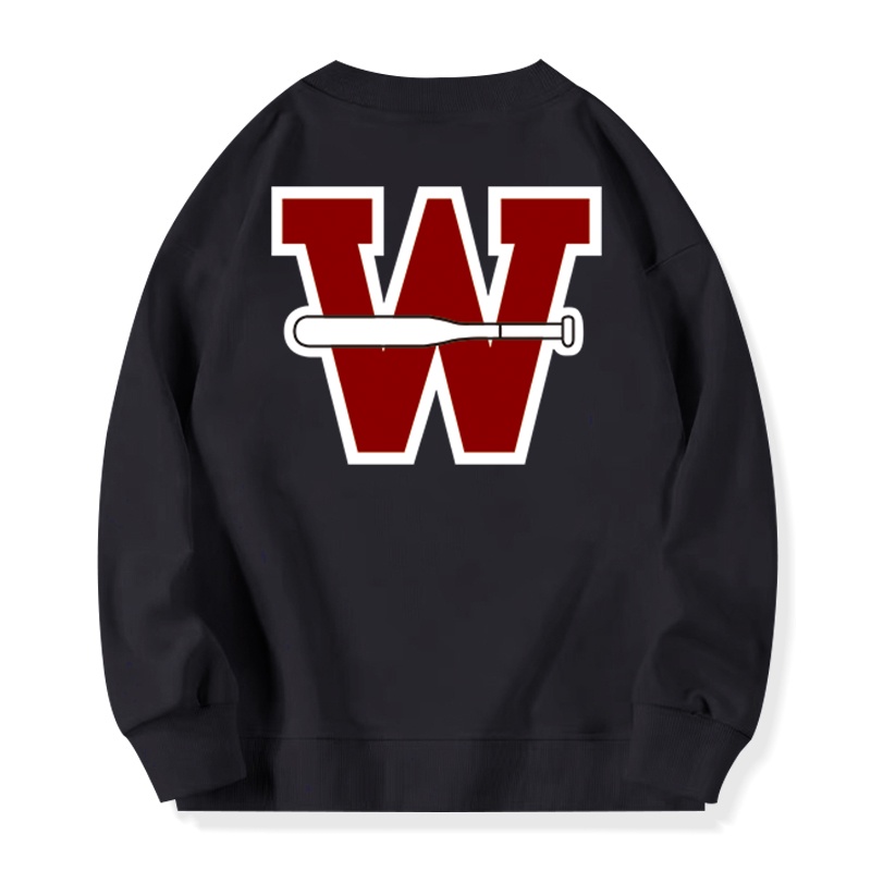 FOCUS Áo khoác nữ fashion vintage creative letter W đen bigsize áo dài tay unisex form rộng 100%cotton