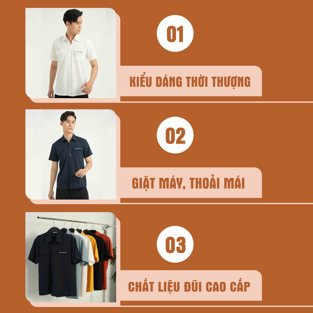 Áo sơ mi đũi tay ngắn cổ bẻ chất liệu cao cấp thoáng mát AUTOMAN A05