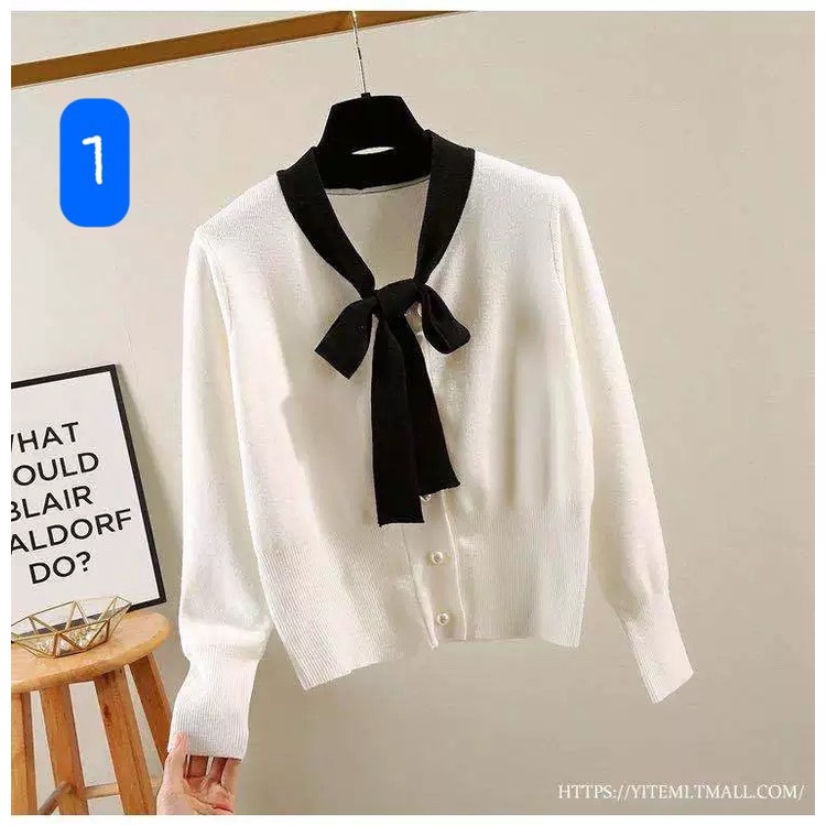 Áo cardigan len mỏng dài tay phối nơ phong cách Hàn cho nữ Cucphuong shop