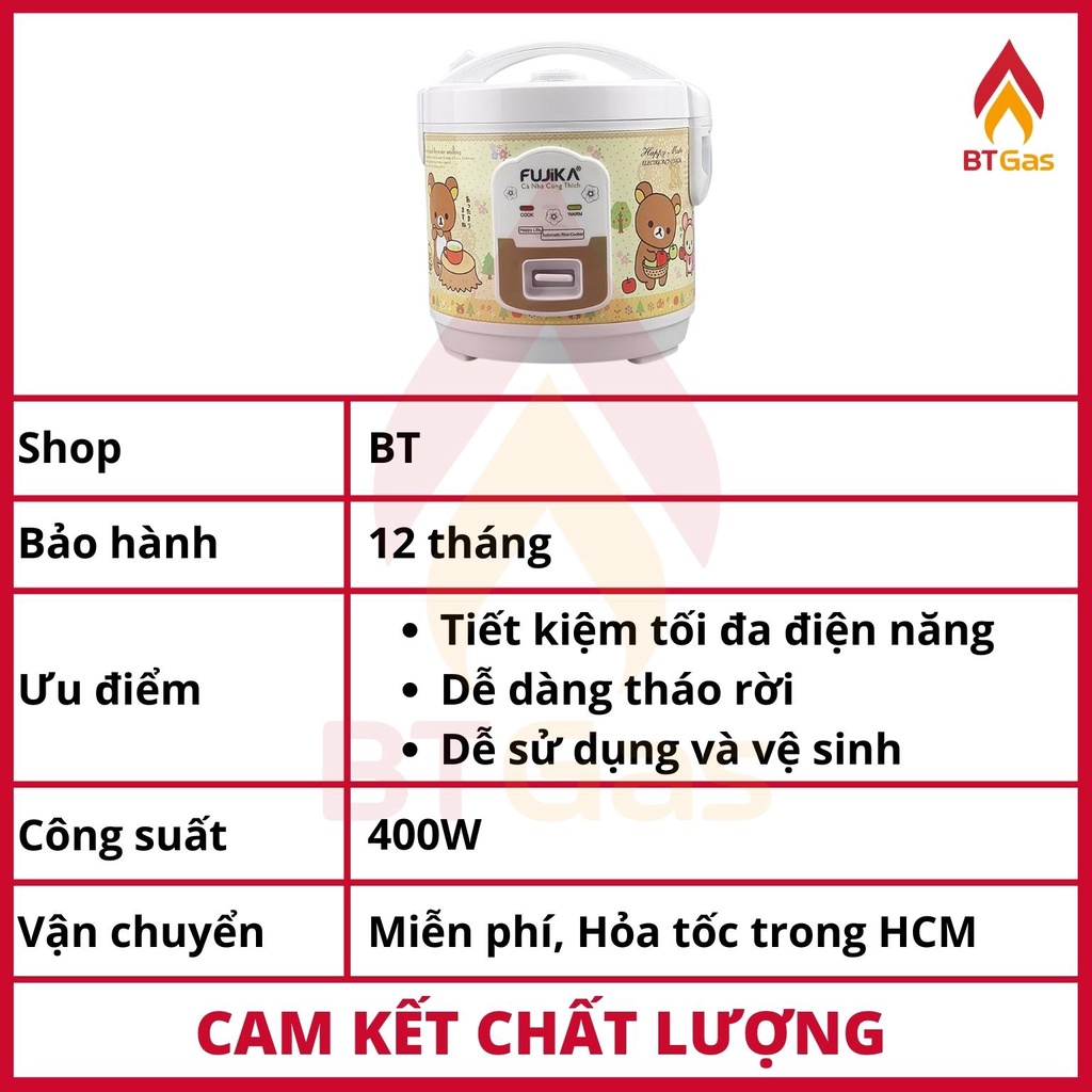 [Mã ELHADEV giảm 4% đơn 300K] Nồi cơm điện gắp gài, nồi cơm điện mini Fujika dung tích 1L - 1.5L - 1.8L NC-Series