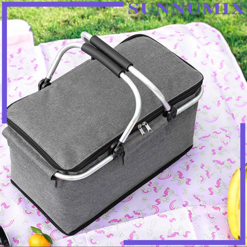 Giỏ Đựng Đồ Cách Nhiệt Màu Đen Có Thể Gấp Gọn Tiện Dụng Mang Theo Dã Ngoại Cho Nam Và Nữ