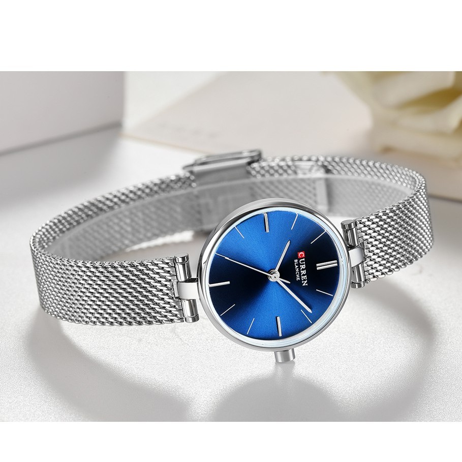 Đồng hồ Quartz Curren 9038M bằng thép không gỉ chống thấm nước phong cách đơn giản thanh lịch cho nữ