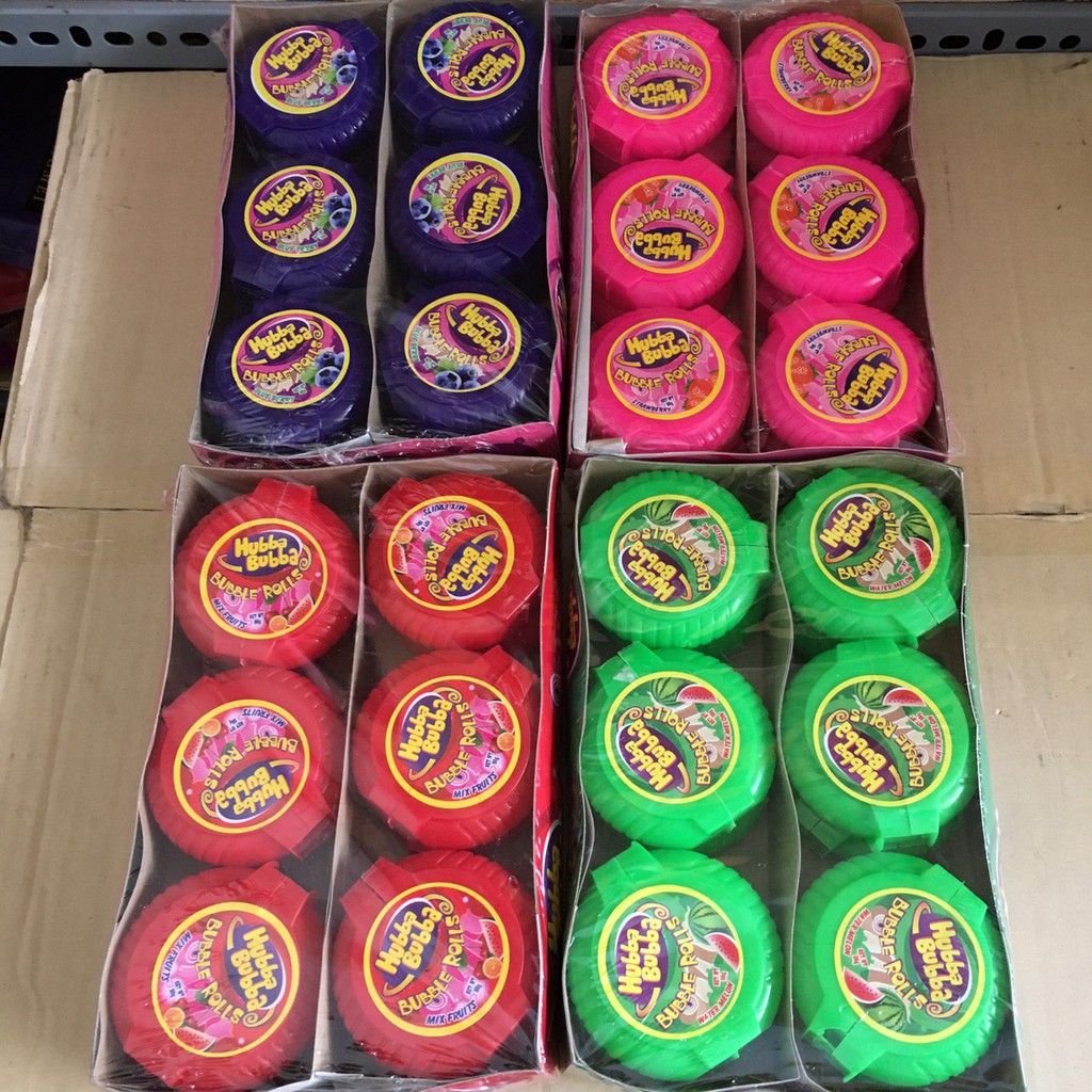 [4 vị] Kẹo Gum cuộn Hubba Bubble Rolls Thái Lan 56g