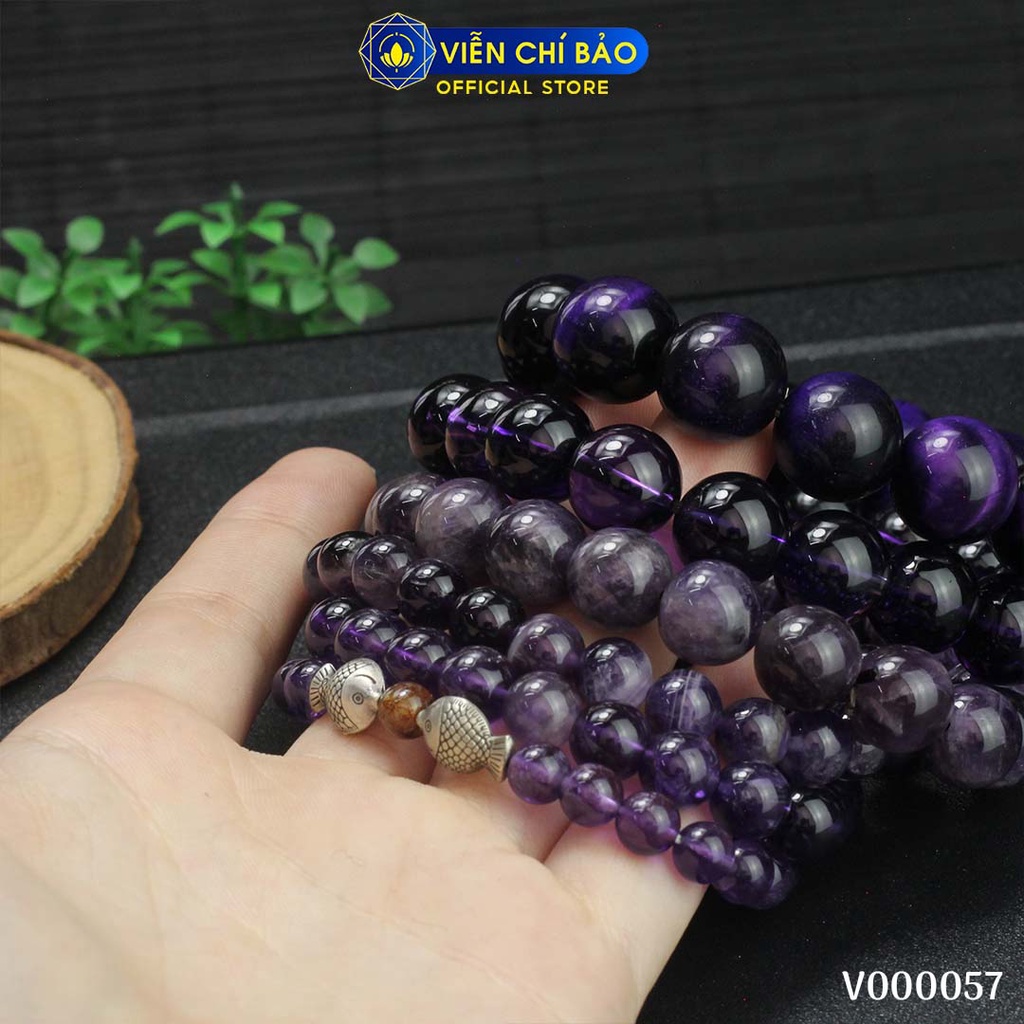 Vòng tay phong thủy đá tím mix charm thời trang phụ kiện trang sức Viễn Chí Bảo V000057