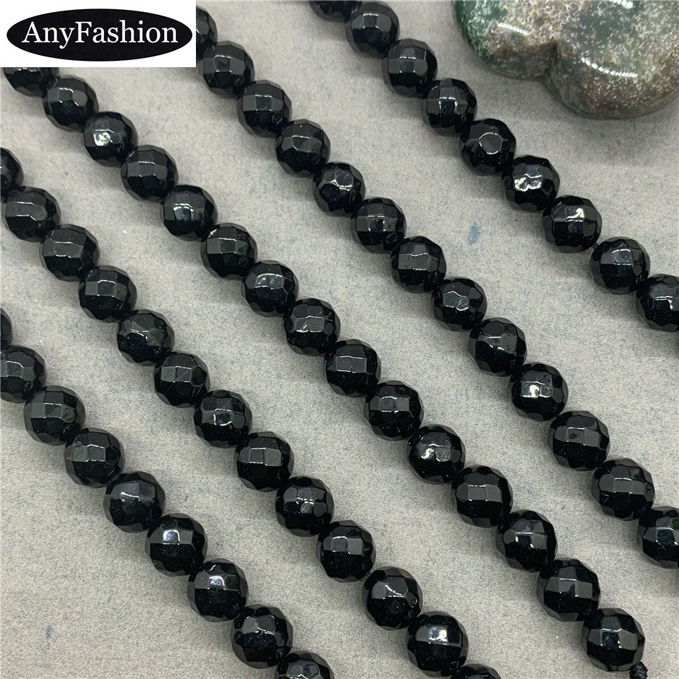 Chuỗi Hạt Đá Mã Não Đen Tự Nhiên 4 / 6 / 8 / 10 / 12mm