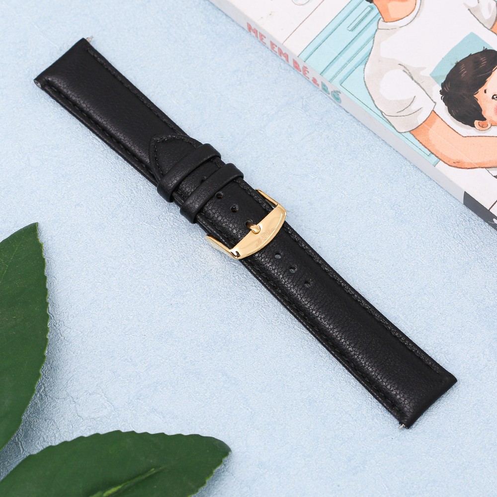 Dây da đồng hồ SR Watch chính hãng 1011.61 Đen