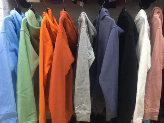 Áo Hoodie Trơn Tay Dài Unisex Ảnh Thật