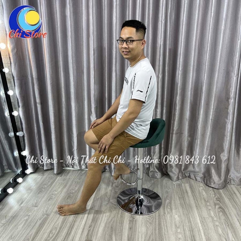 Ghế Quầy Bar, Ghế Ngồi Quầy Thu Ngân Bọc Da Cao Cấp Xoay 360 Độ Và Điều Chỉnh Độ Cao 60/80cm