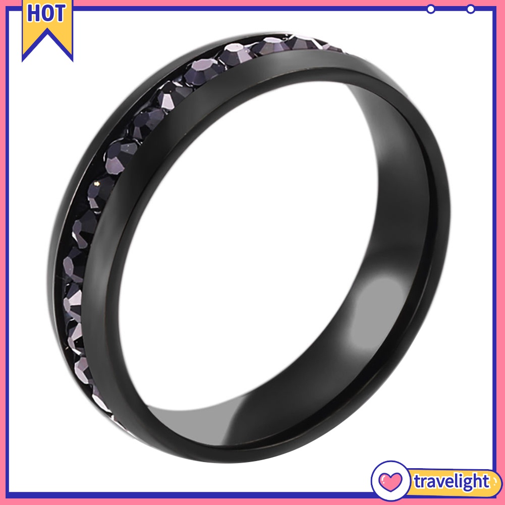 Nhẫn Cưới Chất Liệu Thép Titan Đính Đá Kích Thước 6-13