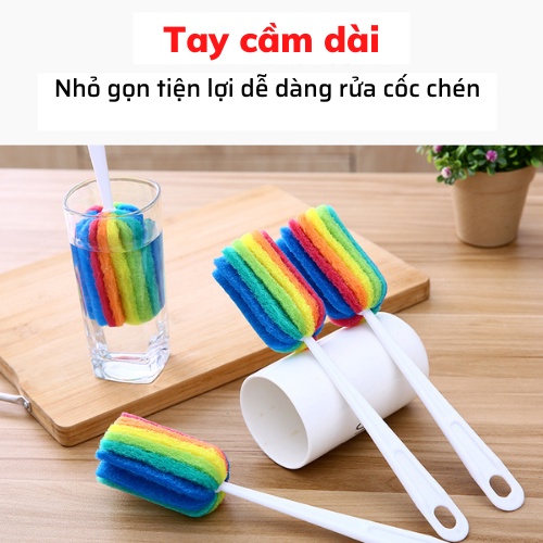 Cọ rửa cốc chén 7 màu tiện lợi dụng cụ cọ rửa cốc chén, bình sữa đa năng nhỏ gọn tiện lợi phù hợp các bà nội trợ quán ăn