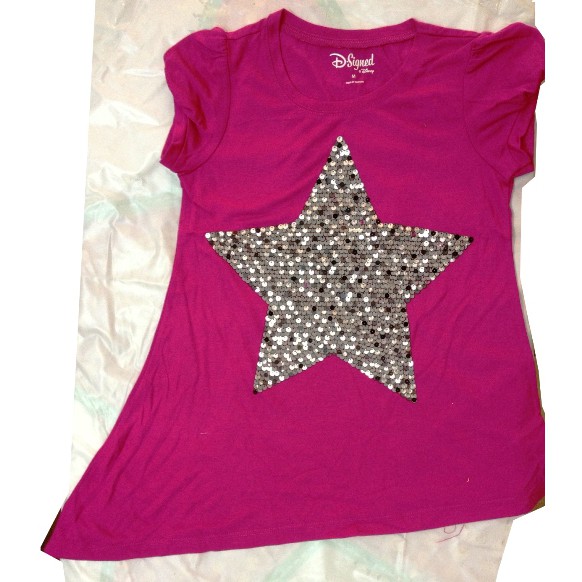 áo thun cotton bé gái in và đính kim sa size M, hiệu Disney hàng xuất khẩu. AT-05