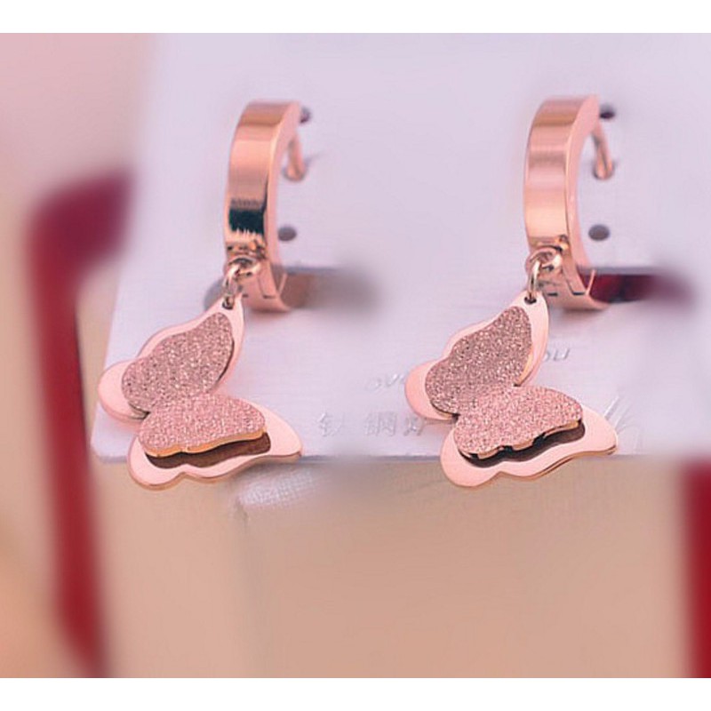 Bông Tai Bướm Tòn Ten Titan Ko Đen TT 0736